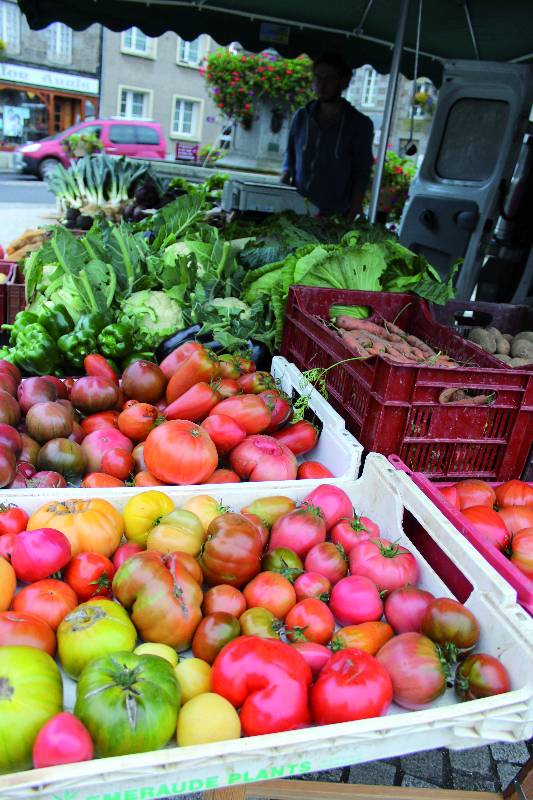Etal de tomates sur le marché d'Athis-de-l'Orne