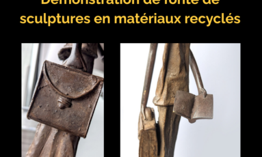 Démonstration de fonte de sculptures en matériaux recyclés